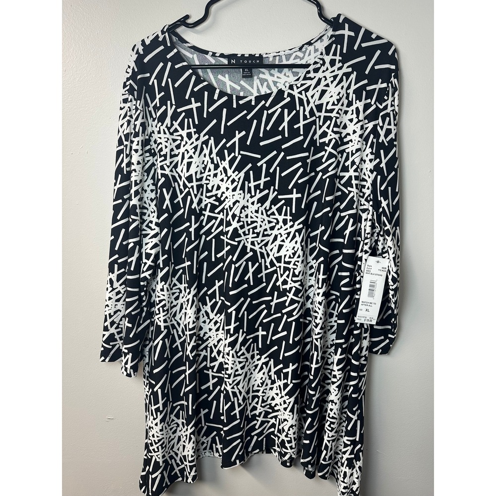 NWT N Touch | Black/White Abstract Tunic Top | Size XL